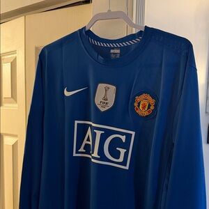 Nike Blue Manchester United Long Sleeve Jersey